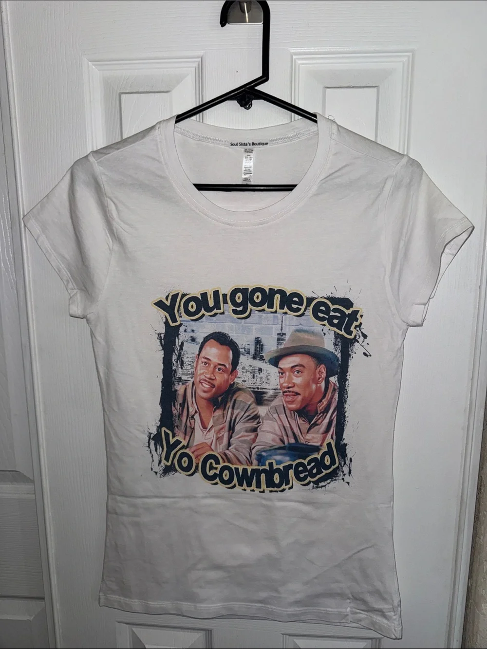 White Graphic Tee - "You Gone Eat Yo Cornbread" - Picture 1 of 5